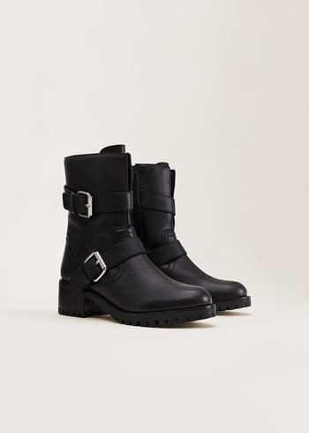 Phase Eight Alaska Leather Biker Boots Black Canada | WFQKZI-718